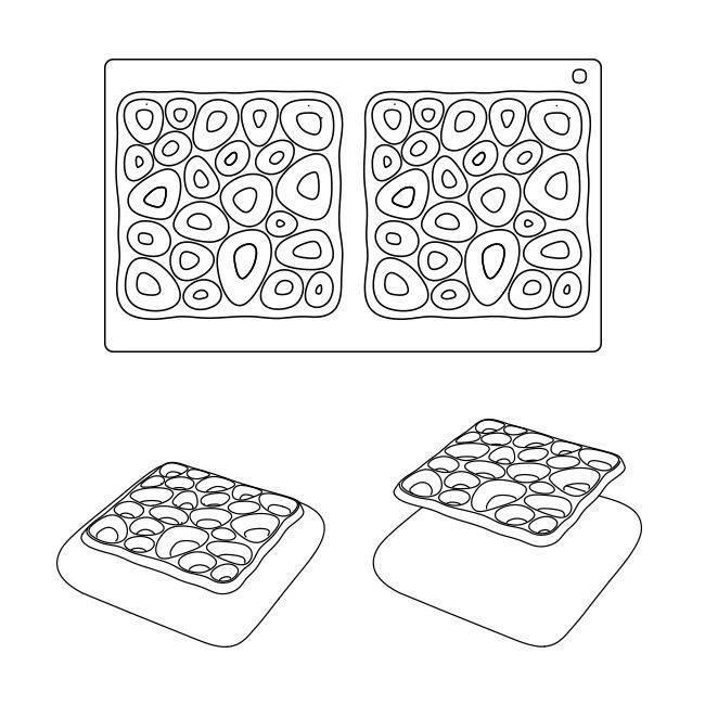 TOP02S -Top silicone mould SPONGE 300 x 175 mm, 2 indents 135 x 135 x h
15 mm - vol.80 ml + pack - Zucchero Canada